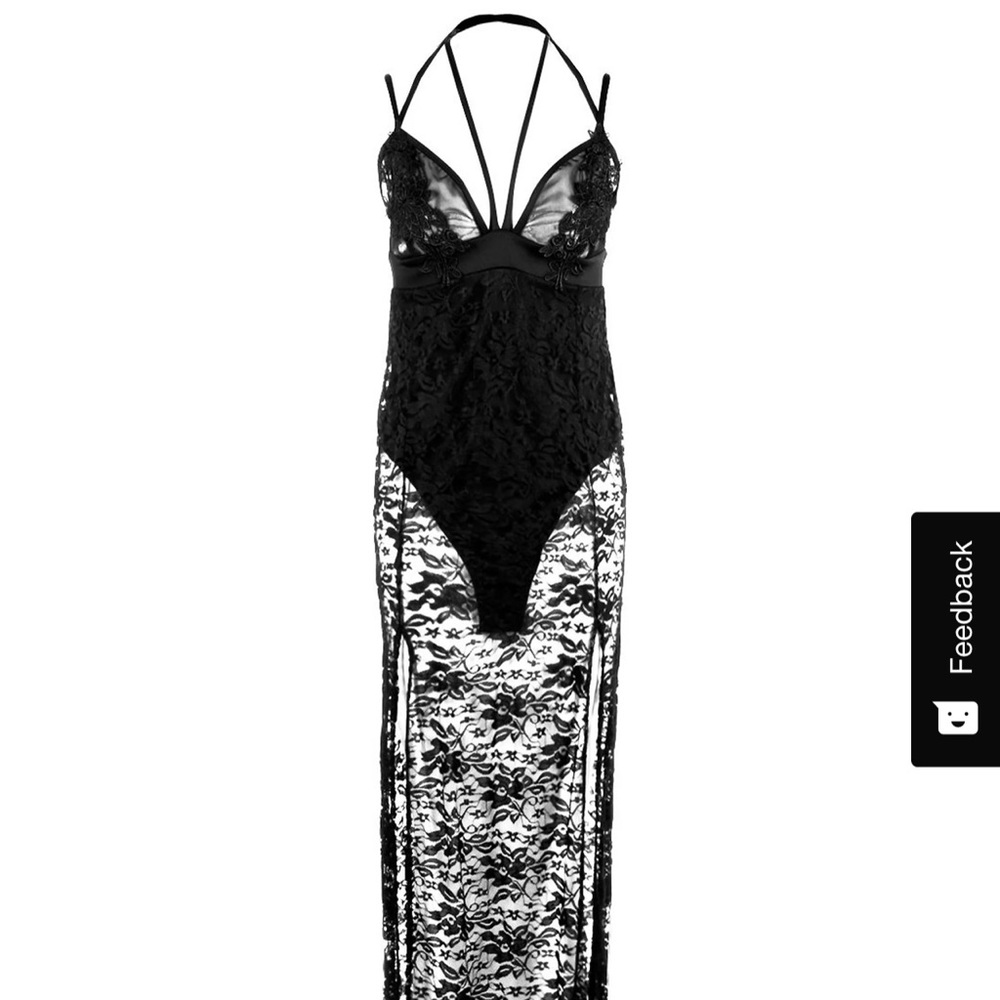 boohoo Aisha Lace Sheer Applique Detail Maxi Size 4